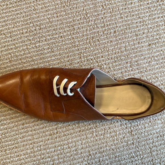Freda Salvador Brown Leather Lace-Up Flats - Picture 3 of 6